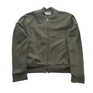 American Giant Fleece Bomber Jacker Sweatshirt Womens Small Olive Green Zip USA